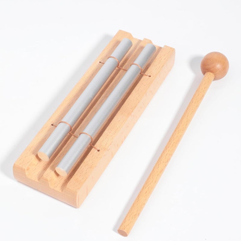 Aemrovi 2-Tone Hand Chime with Mallet - Handheld Percussion Instrument with Mallet for Mindfulness, Yoga, Classroom Management and Focus Training - Image 2
